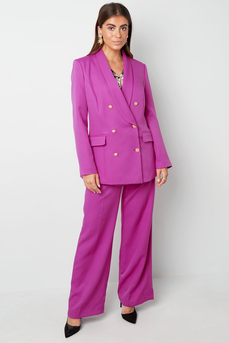 Blazer oversize boutons dorés - violet Image8